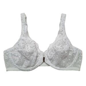 Amoureuse Bra Womens 42B White Minimizer Underwire Semi Sheer Mesh Front Closure